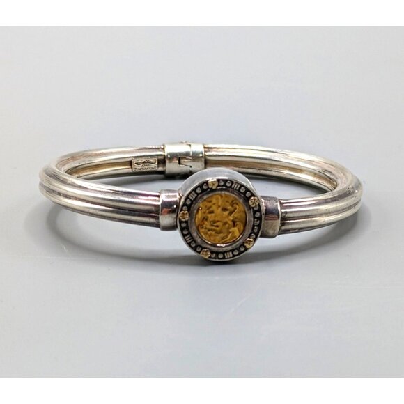 Tagliamonte Roman Intaglio Seal Bracelet Gold Sterling Silver 925 14K Italy - Picture 1 of 14